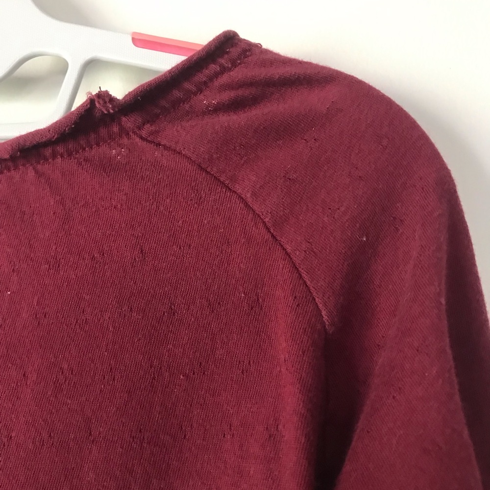 American eagle outfitters Women's Burgundy Long Sleeve Scoop Neck Top - Picture 6 of 8